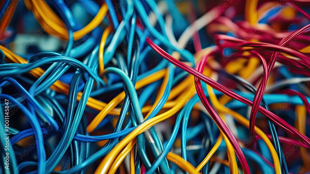 Vibrant Abstract of Tangled Wires in Colors Vibrant Abstract of Tangled Wires in Colors
