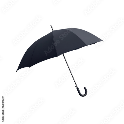 Elegant black umbrella on a transparent background