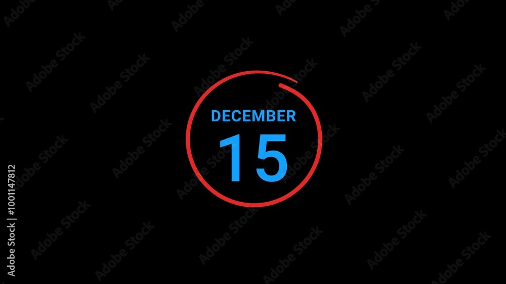 15th December calendar date Animation 15th December calendar date Animation