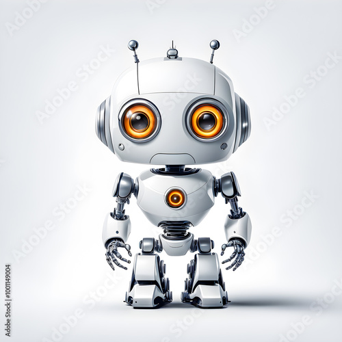 Illustration of robot on white background.