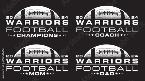 Football Champions 2024 - Warriors Designs is a sports design template that includes a graphic basketball and a space for your own teams name. This design is great for advertising and promotions.