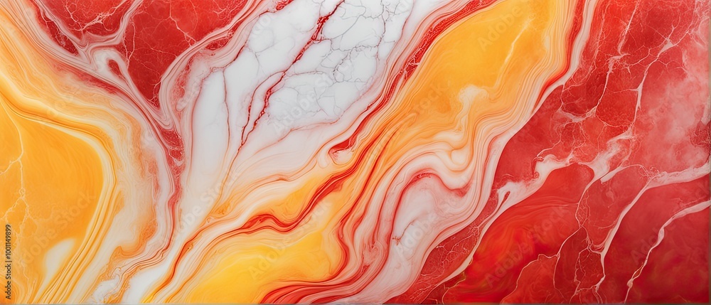 Abstract Marble Swirls of Red, White, and Yellow Abstract Marble Swirls of Red, White, and Yellow