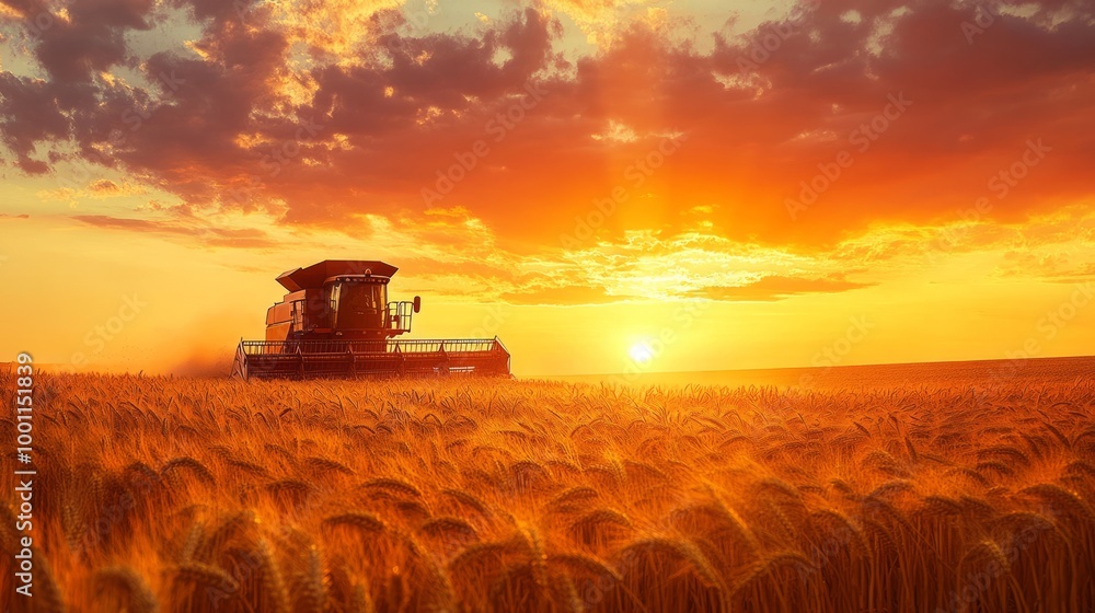 Fototapeta premium Golden Sunset on Wheat Field