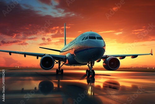 Airplane on the airport runway illustration