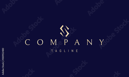 Vector golden logo with an abstract image of the letter S in a white space style.