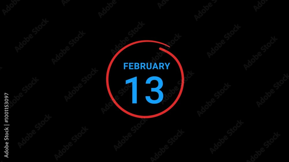 13th February calendar date Animation 13th February calendar date Animation