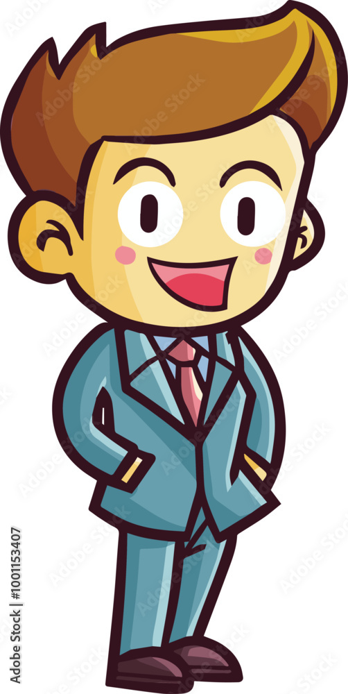 Cool and handsome manager with happy face cartoon illustration Cool and handsome manager with happy face cartoon illustration