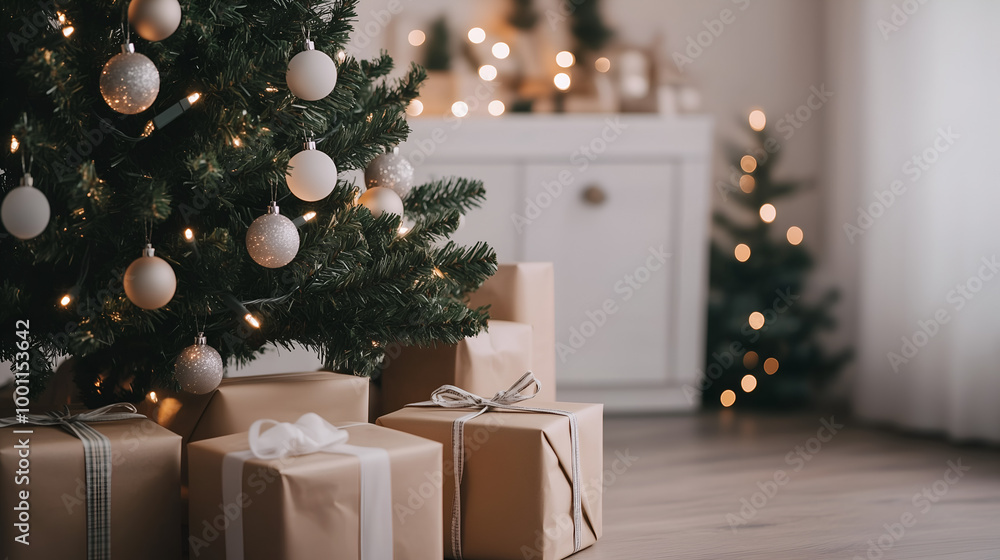 Majestic Christmas Tree with Bright Lights and Abundant Presents – Festive Holiday Decor Majestic Christmas Tree with Bright Lights and Abundant Presents – Festive Holiday Decor