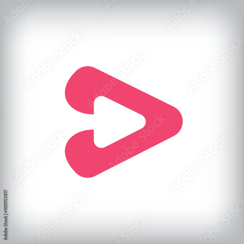 Arrow design inside play sign. Unique guiding motion design. Media and recording company design.