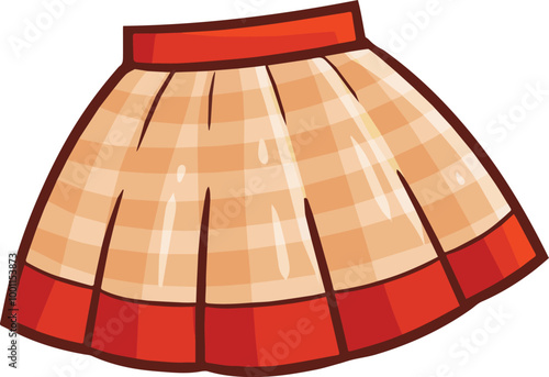 Funny red peach mini skirt cartoon illustration