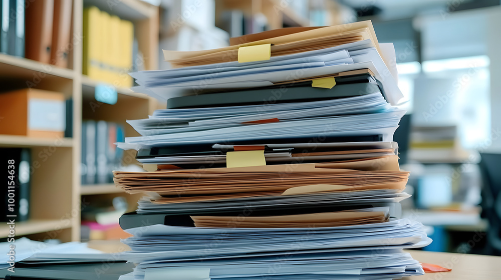 Overloaded inbox tray with stacks of paperwork in an administrative office. Overloaded inbox tray with stacks of paperwork in an administrative office.