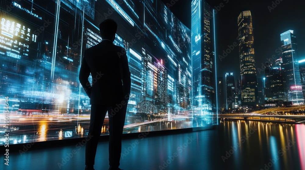 Businessman Looking at a Cityscape Businessman Looking at a Cityscape