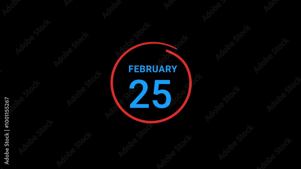25th February calendar date Animation 25th February calendar date Animation