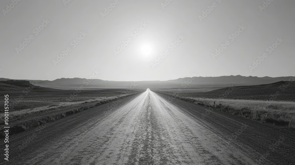 Fototapeta premium Road Leading into Horizon Under Clear Sky