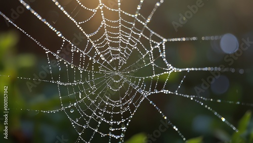 spider web with dew drops