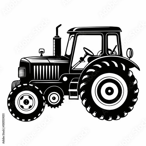 Christmas Farm tractor Black silhouette