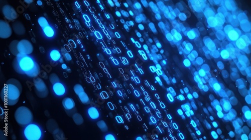 Wallpaper Mural Abstract Digital Code with Glowing Blue Lights Torontodigital.ca