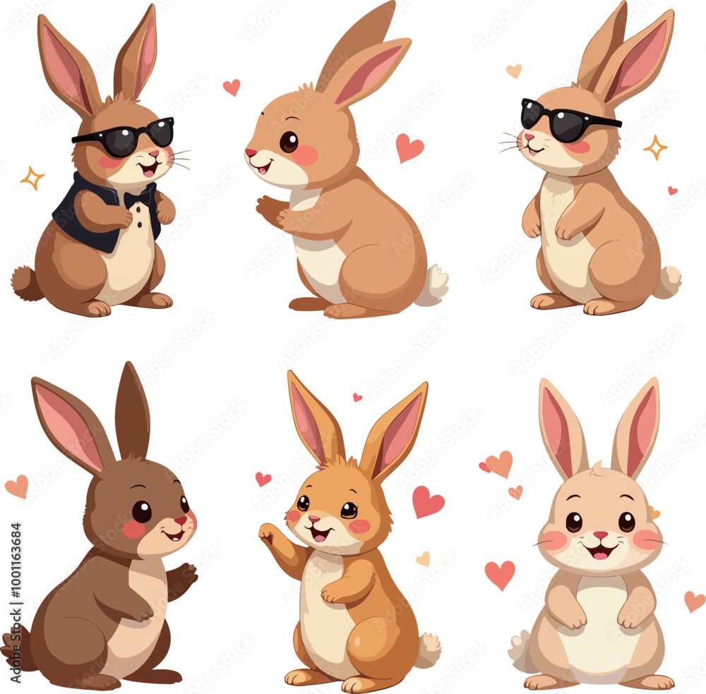 Fototapeta premium Cartoon Bunnies Collection