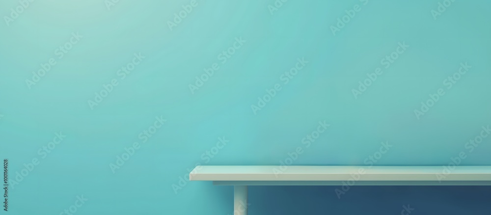 Minimalist Teal Background With Simple Table Minimalist Teal Background With Simple Table
