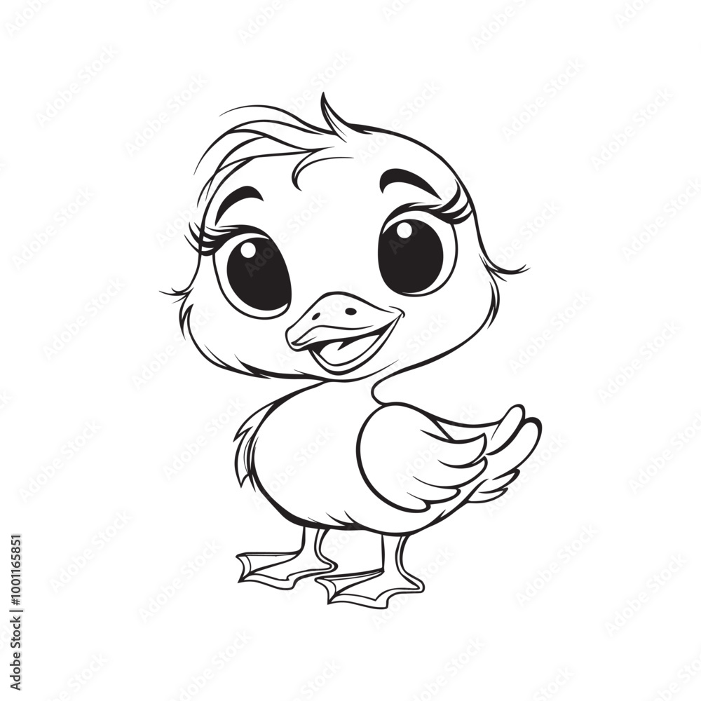 Baby Duck Outline Clipart - Duck Vector illustration in black and white Baby Duck Outline Clipart - Duck Vector illustration in black and white