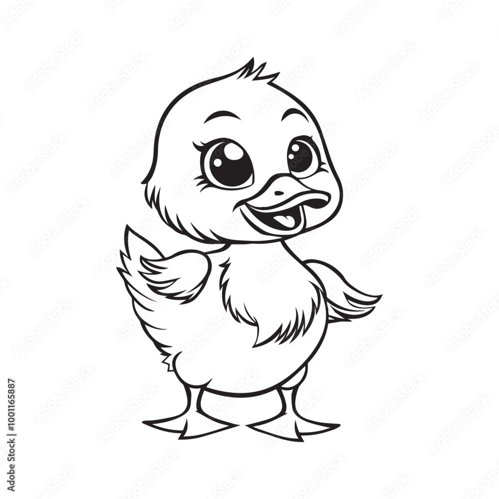 Baby Duck Outline Clipart - Duck Vector illustration in black and white Baby Duck Outline Clipart - Duck Vector illustration in black and white