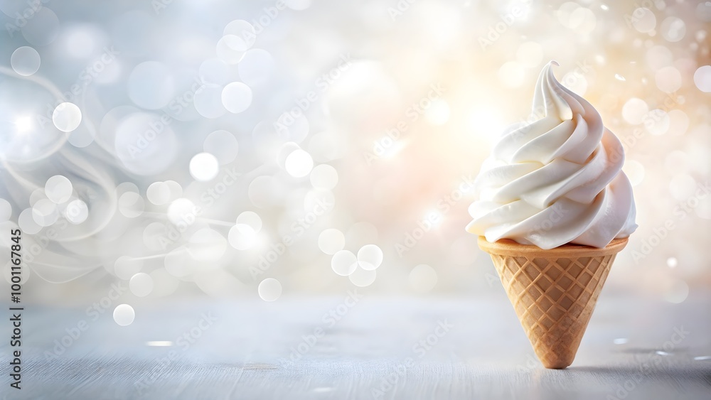 sweet ice cream cone against a glowing, softly blurred backdrop sweet ice cream cone against a glowing, softly blurred backdrop