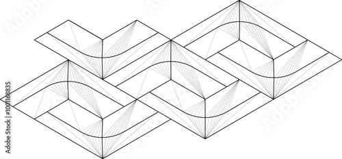 Vector sketch illustration of the silhouette of a modern minimalist line abstract wall decoration design