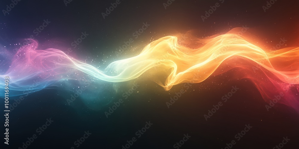 Obraz premium Vertical colorful electric line on black background with high contrast lighting