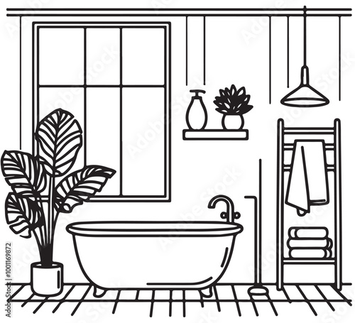 Sketch modern bathroom interior design