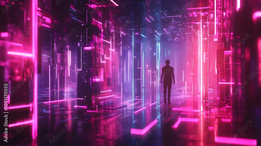 custom made wallpaper toronto digital"Holographic Neon Light Art in a Futuristic Digital Environment of Surrealism"