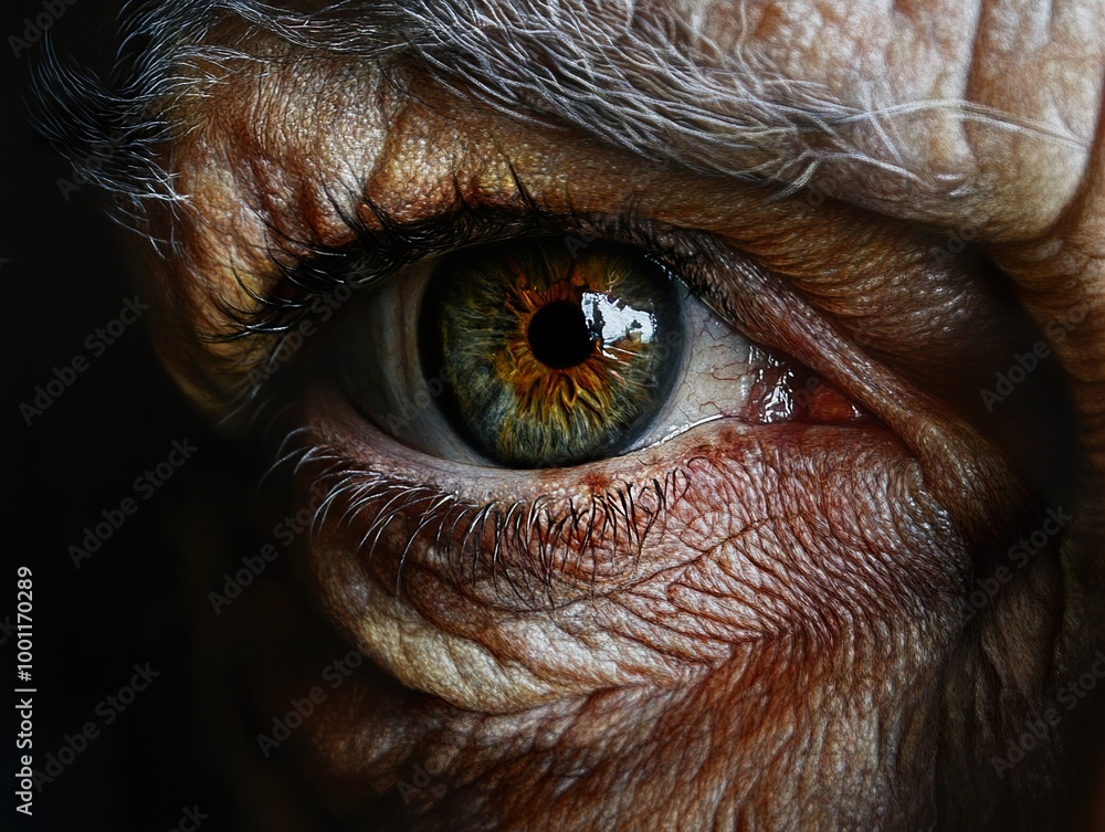 Close-Up of a Human Eye: Wrinkles and Intricate Details Close-Up of a Human Eye: Wrinkles and Intricate Details