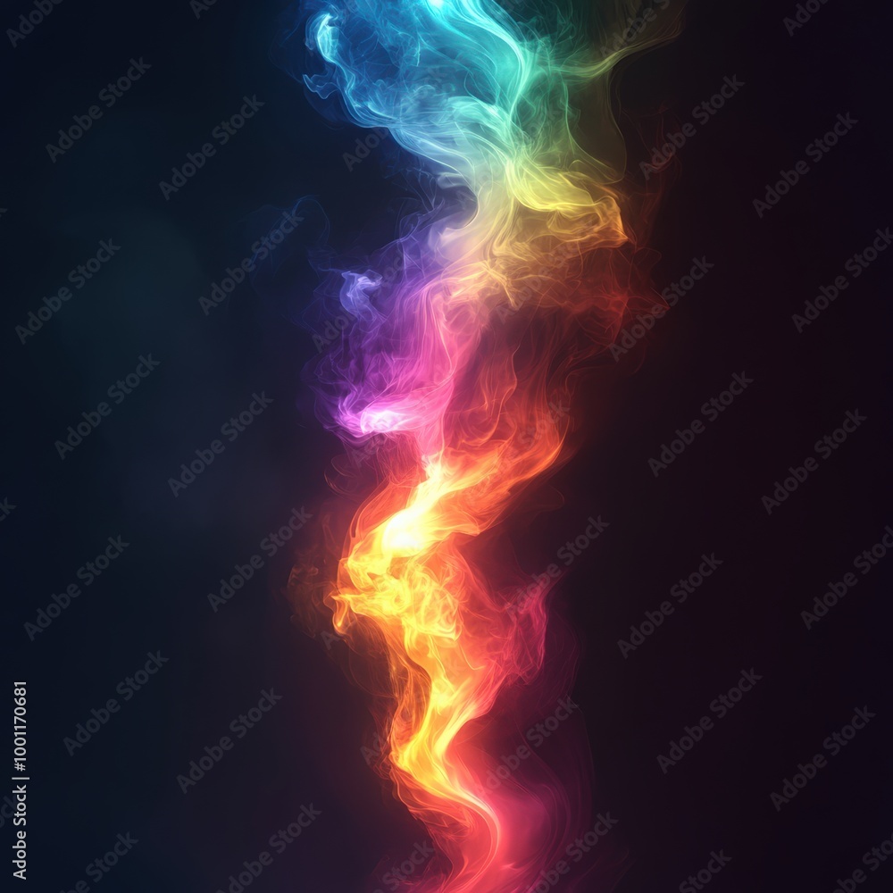 Vertical colorful electric line on black background with high contrast lighting Vertical colorful electric line on black background with high contrast lighting
