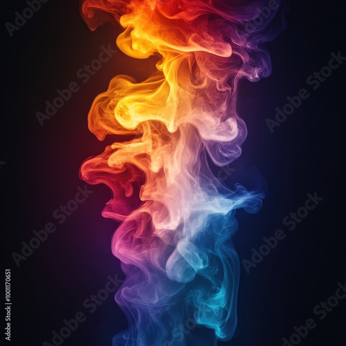 Abstract colorful energy light streaks against a dark background