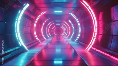 Neon-Lit Holographic Art Display Set in a Futuristic Digital Space