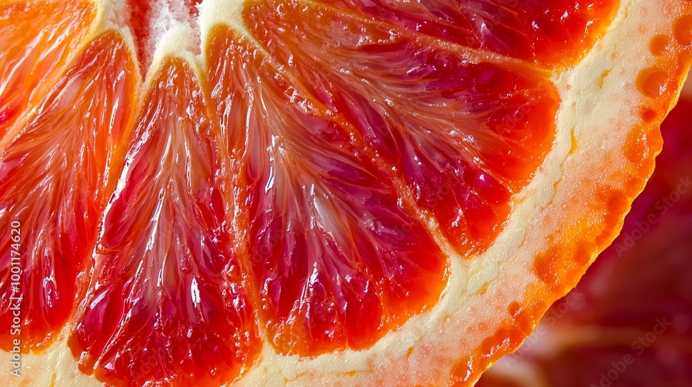 Close-Up of Sliced Orange Revealing Intricate Details and Vibrant Color Contrast Close-Up of Sliced Orange Revealing Intricate Details and Vibrant Color Contrast