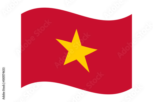 Wavy flag of Vietnam, isolated on a transparent background. Flag of the Socialist Republic of Vietnam. Vector illustration