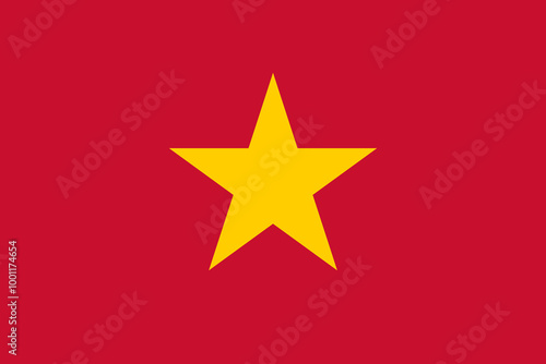 The official national flag of Vietnam. Flag of the Socialist Republic of Vietnam. Correct proportions and colors. Vector illustration