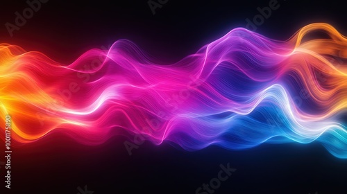 Abstract colorful energy light streaks against a dark background