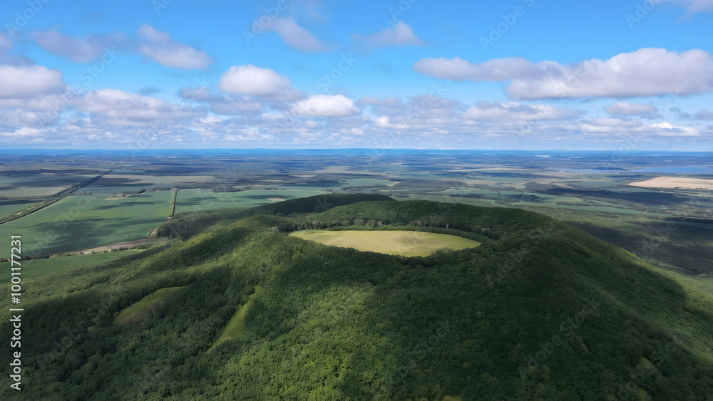 Hilltop Forest with Open Circular Meadow
