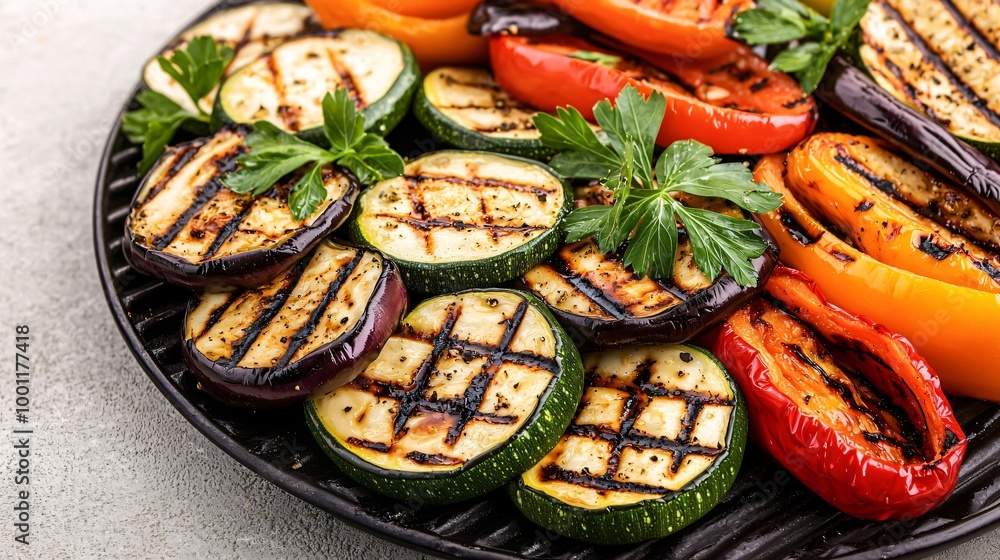 Colorful Grilled Vegetables with Fresh Herbs: Delicious and Healthy Summer Dish Colorful Grilled Vegetables with Fresh Herbs: Delicious and Healthy Summer Dish