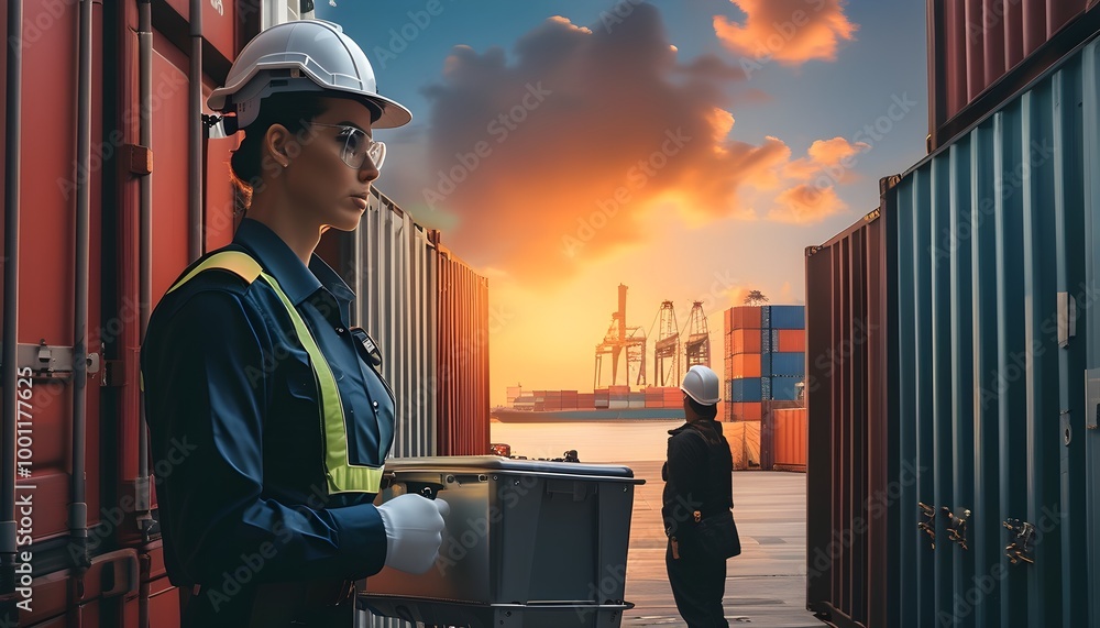 Customs officers conducting thorough container inspections at a ...
