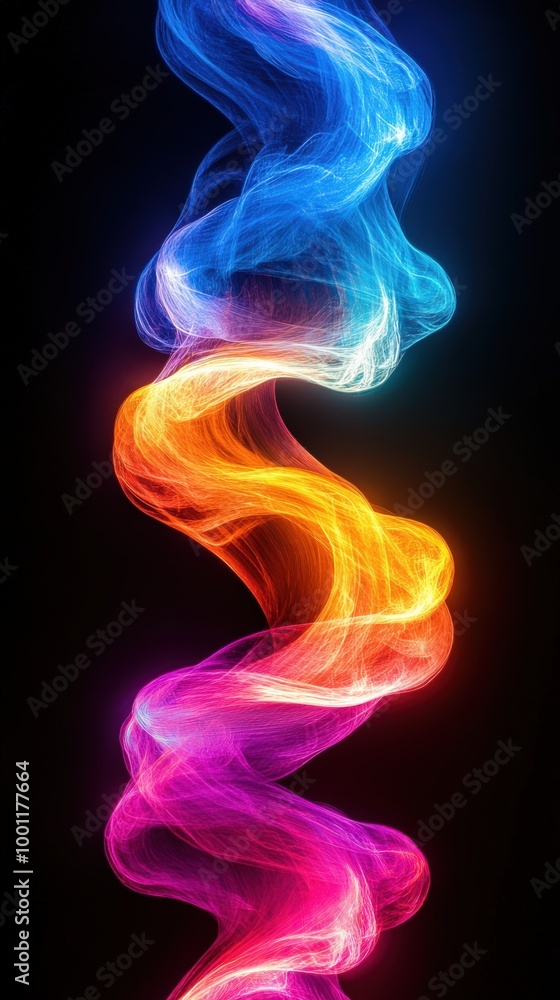 Abstract colorful energy light streaks against a dark background Abstract colorful energy light streaks against a dark background