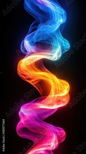 Abstract colorful energy light streaks against a dark background