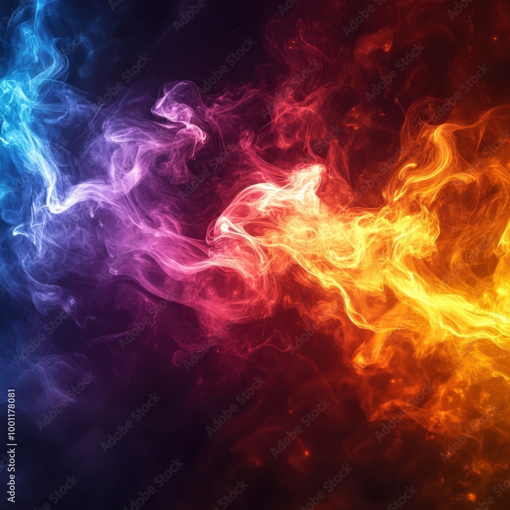 Fototapeta premium Vertical colorful electric line on black background with high contrast lighting