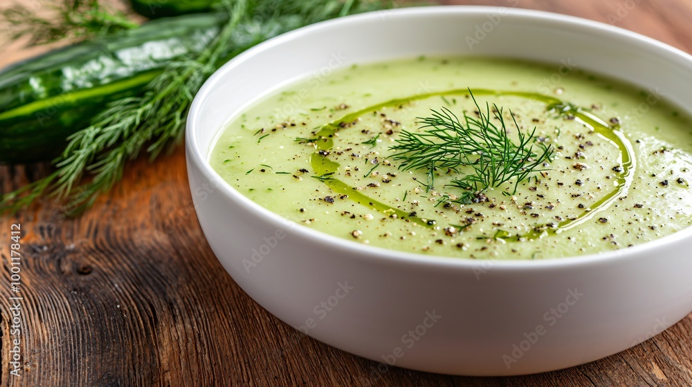 Refreshing Cucumber Soup with Dill and Olive Oil Drizzle for a Healthy Summer Delight Refreshing Cucumber Soup with Dill and Olive Oil Drizzle for a Healthy Summer Delight