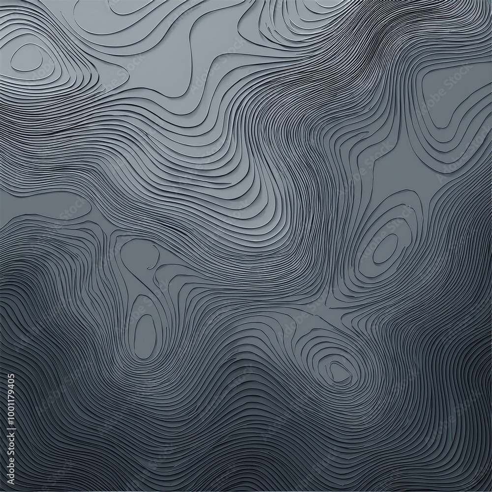 Abstract topographic map background with dark gray cover, curved layers, elevation contour lines, and dark-colored mountains and hills in a papercut art style illustration Abstract topographic map background with dark gray cover, curved layers, elevation contour lines, and dark-colored mountains and hills in a papercut art style illustration
