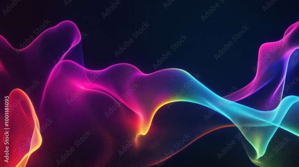 Abstract Rainbow Waves on Black Background Abstract Rainbow Waves on Black Background