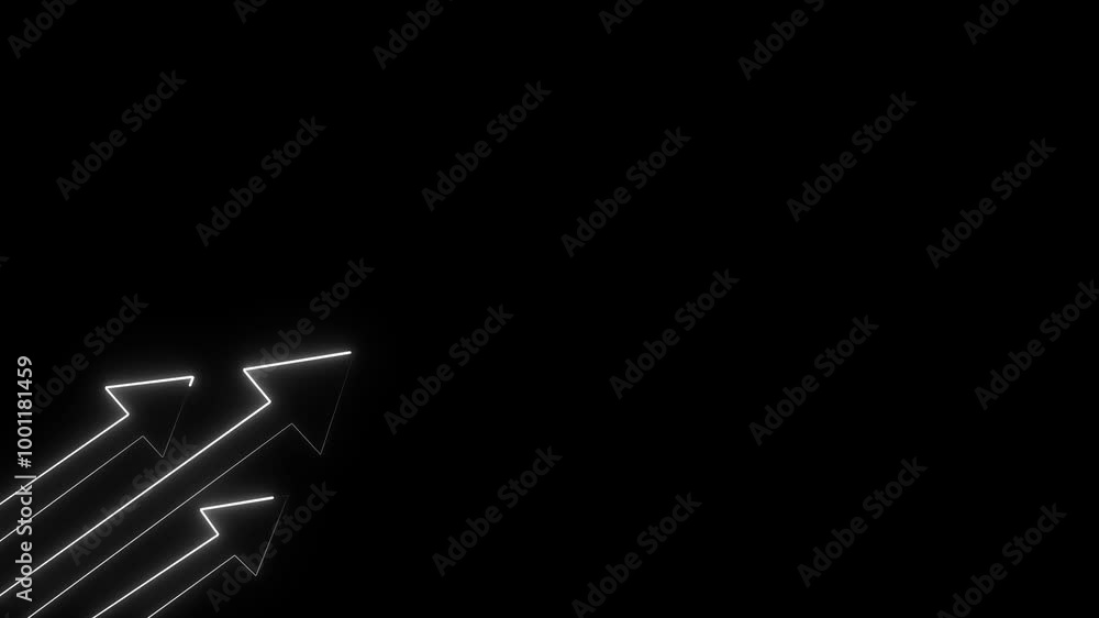 Neon three arrow directional, animation on black background. Neon three arrow directional, animation on black background.