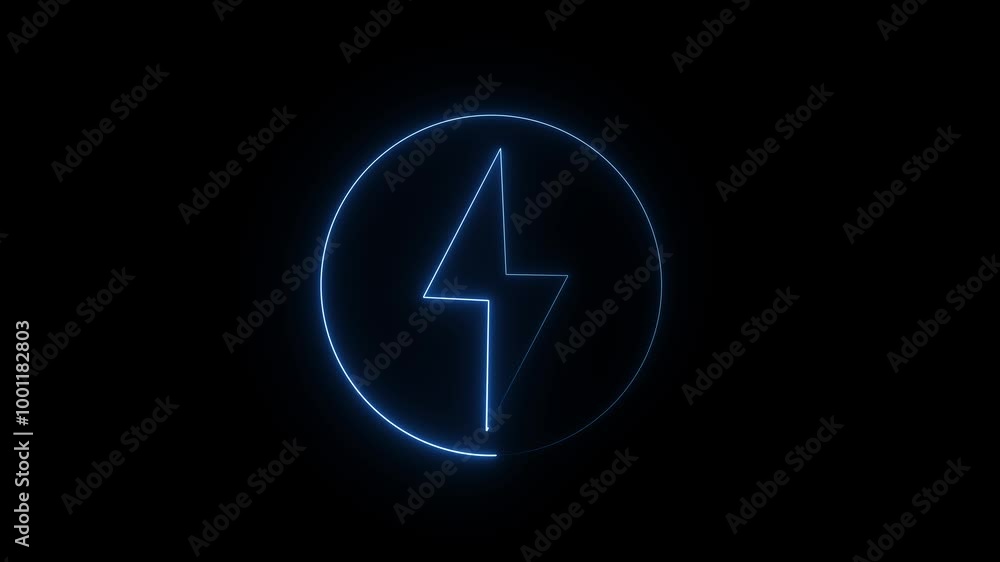 Neon charging icon, power icon, neon circle animated. Neon charging icon, power icon, neon circle animated.