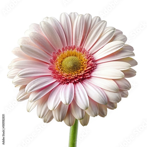 Delicate pink flower with vibrant center against a clean white background. Generative AI